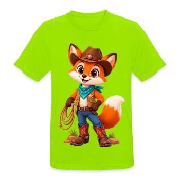 Fuchs Cowboy Lasso - Männer T-Shirt atmungsaktiv - Neongrün - Vorne - AI Model Male 185 dark (185cm)