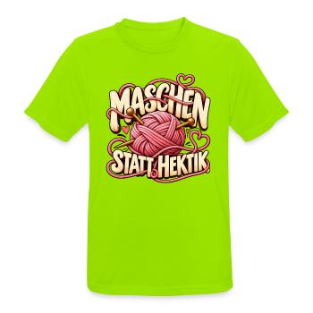 Maschen statt Hektik Geschenkidee für Freizeit - Männer T-Shirt atmungsaktiv - Neongrün - Vorne - AI Model Male 185 dark (185cm)