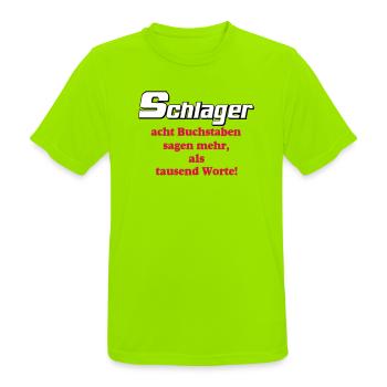 Schlager Party , Schlager Musik , Schlager Worte - Männer T-Shirt atmungsaktiv - Neongrün - Vorne - AI Model Male 185 dark (185cm)