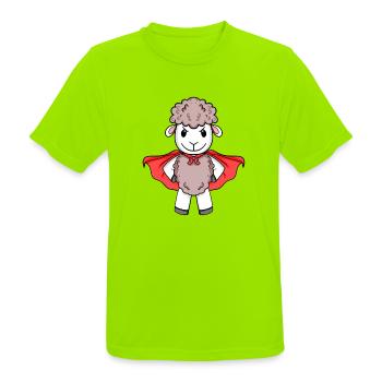 Schaf Superheld - Männer T-Shirt atmungsaktiv - Neongrün - Vorne - AI Model Male 185 dark (185cm)