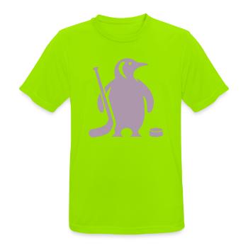 Minimalistische Pinguin Eishockey Silhouette - Männer T-Shirt atmungsaktiv - Neongrün - Vorne - AI Model Male 185 dark (185cm)