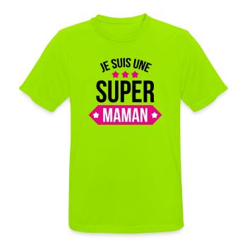 Je suis une super maman - T-shirt respirant Homme - vert néon - Devant - AI Model Male 185 dark (185cm)