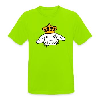 Couronne de lapin royal Roi Reine Prince Princesse - T-shirt respirant Homme - vert néon - Devant - AI Model Male 185 dark (185cm)