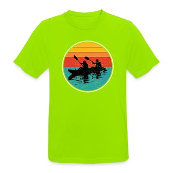 Sunset Kayak Duo Circle - Men's Breathable T-Shirt - neon green - Front - AI Model Male 185 dark (185cm)