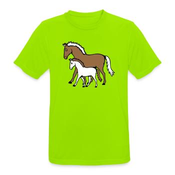 2 Cute Horses Child Family Mom Dad Mom Father - Men's Breathable T-Shirt - neon green - Front - AI Model Male 185 dark (185cm)