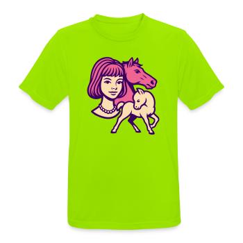 Pferdemädchen Pop-Art rosa - Männer T-Shirt atmungsaktiv - Neongrün - Vorne - AI Model Male 185 dark (185cm)
