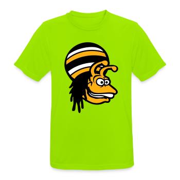 snail reggae music rasta hair hat Jamaica - Men's Breathable T-Shirt - neon green - Front - AI Model Male 185 dark (185cm)