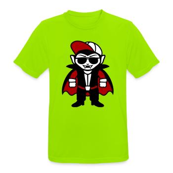 Dessin animé de vampire cool avec lunettes de soleil et casquette - T-shirt respirant Homme - vert néon - Devant - AI Model Male 185 dark (185cm)
