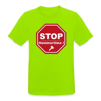 Stopp Hammertime - Männer T-Shirt atmungsaktiv - Neongrün - Vorne - AI Model Male 185 dark (185cm)