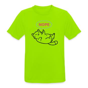 Lachende Katze Nope Mittelfinger - Männer T-Shirt atmungsaktiv - Neongrün - Vorne - AI Model Male 185 dark (185cm)