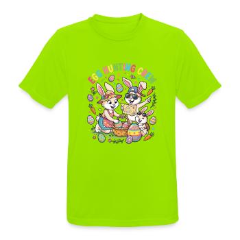 Hoster Bunny Family - Egg Collector - Men's Breathable T-Shirt - neon green - Front - AI Model Male 185 dark (185cm)