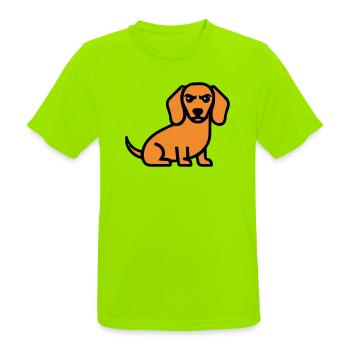 Dackel Hund Braun Comic - Männer T-Shirt atmungsaktiv - Neongrün - Vorne - AI Model Male 185 dark (185cm)