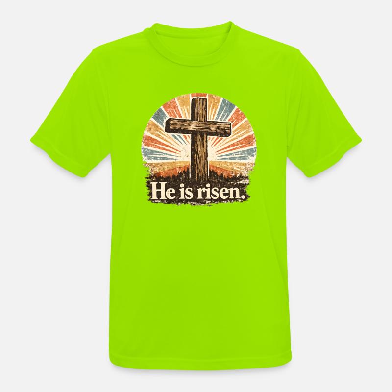 He Is Risen - Männer T-Shirt atmungsaktiv - Neongrün