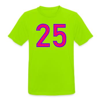 25. 25 ANS. 25e ANNIVERSAIRE. ANNIVERSAIRE 25 ANS. - T-shirt respirant Homme - vert néon - Devant - AI Model Male 185 dark (185cm)