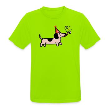 Party Dachshund Birthday Dog - Men's Breathable T-Shirt - neon green - Front - AI Model Male 185 dark (185cm)