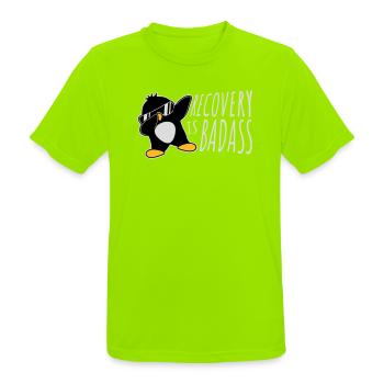 Recovery Is Badass Penguin Dabbing Dab Dance Pose - Men's Breathable T-Shirt - neon green - Front - AI Model Male 185 dark (185cm)