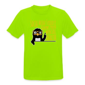 Social Media Seriously Harms Mental Health Pinguin - Männer T-Shirt atmungsaktiv - Neongrün - Vorne - AI Model Male 185 dark (185cm)