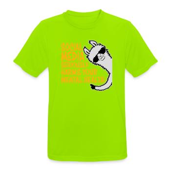 Social Media Seriously Harms Mental Health Lama - Men's Breathable T-Shirt - neon green - Front - AI Model Male 185 dark (185cm)