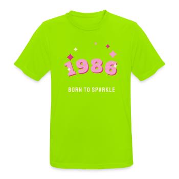 1986 Born to Sparkle Jahrgang 40. Geburtstag - Männer T-Shirt atmungsaktiv - Neongrün - Vorne - AI Model Male 185 dark (185cm)