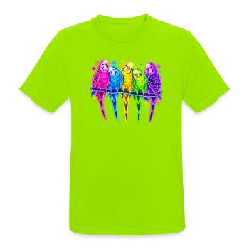 Wellensittiche in Neonfarben – Vogelfreunde - Männer T-Shirt atmungsaktiv - Neongrün - Vorne - AI Model Male 185 dark (185cm)