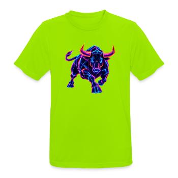 Neon Wall Street Bullenmacht - Männer T-Shirt atmungsaktiv - Neongrün - Vorne - AI Model Male 185 dark (185cm)