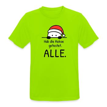 Hab die Kekse getestet. ALLE. | Weihnachtshumor - Männer T-Shirt atmungsaktiv - Neongrün - Vorne - AI Model Male 185 dark (185cm)