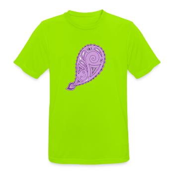Lila Paisley-Tropfenmuster - Männer T-Shirt atmungsaktiv - Neongrün - Vorne - AI Model Male 185 dark (185cm)