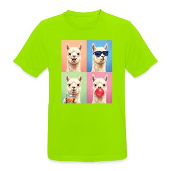 Alpakas Alpaka - Männer T-Shirt atmungsaktiv - Neongrün - Vorne - AI Model Male 185 dark (185cm)