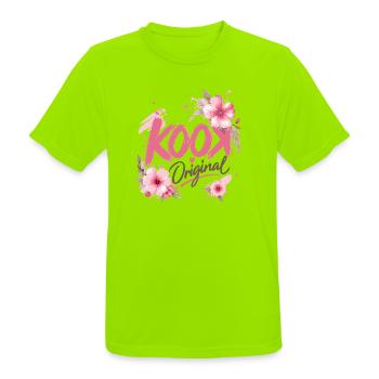 Kook Original Floral Pink Aquarellblüten - Männer T-Shirt atmungsaktiv - Neongrün - Vorne - AI Model Male 185 dark (185cm)