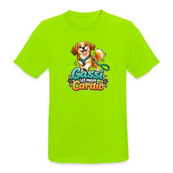 Gassi ist mein Cardio - Männer T-Shirt atmungsaktiv - Neongrün - Vorne - AI Model Male 185 dark (185cm)