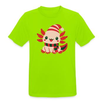 Axolotl Weihnachtsmuetze Icon - Männer T-Shirt atmungsaktiv - Neongrün - Vorne - AI Model Male 185 dark (185cm)