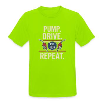 Pump Drive Repeat Vintage Zapfpistole Fuel - Männer T-Shirt atmungsaktiv - Neongrün - Vorne - AI Model Male 185 dark (185cm)