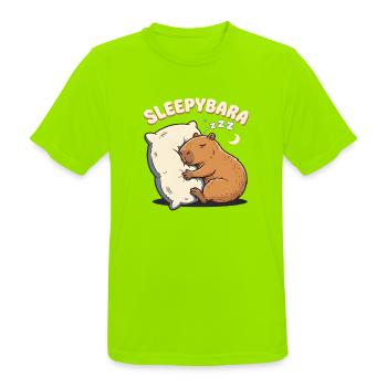 Sleepybara Capybara Umarmt Kissen Schlafmütze - Männer T-Shirt atmungsaktiv - Neongrün - Vorne - AI Model Male 185 dark (185cm)