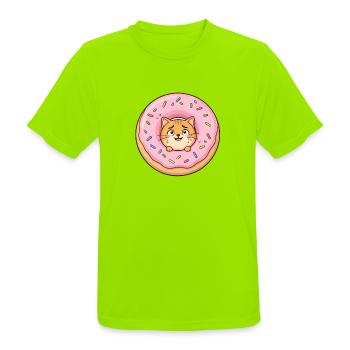 Kawaii Cat Donut Pop - Männer T-Shirt atmungsaktiv - Neongrün - Vorne - AI Model Male 185 dark (185cm)