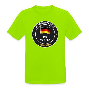 Offizieller Fanclub der Netten - gegr. 2026 - Männer T-Shirt atmungsaktiv - Neongrün - Vorne - AI Model Male 185 dark (185cm)