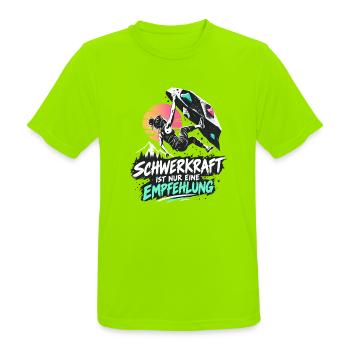 Bouldern Schwerkraft ist nur eine Empfehlung - Männer T-Shirt atmungsaktiv - Neongrün - Vorne - AI Model Male 185 dark (185cm)