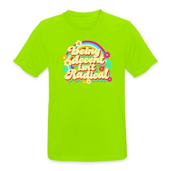 Being Decent Isn't Radical Retro - Männer T-Shirt atmungsaktiv - Neongrün - Vorne - AI Model Male 185 dark (185cm)