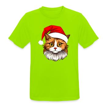 Katzen Christmas - Männer T-Shirt atmungsaktiv - Neongrün - Vorne - AI Model Male 185 dark (185cm)