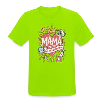 Mama Chefin vom Familienchaos - Männer T-Shirt atmungsaktiv - Neongrün - Vorne - AI Model Male 185 dark (185cm)