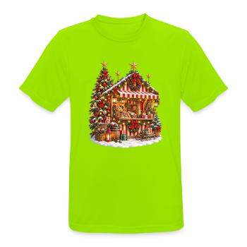 Weihnachtsmarkt-Chalet - Männer T-Shirt atmungsaktiv - Neongrün - Vorne - AI Model Male 185 dark (185cm)