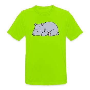Sleeping Hippopotamus Tired Lazy Vector - Men's Breathable T-Shirt - neon green - Front - AI Model Male 185 dark (185cm)