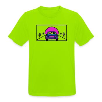 Wueste Highway Auto Logo - Männer T-Shirt atmungsaktiv - Neongrün - Vorne - AI Model Male 185 dark (185cm)