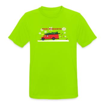 Feuerwehr Weihnachtsbaum Truck - Männer T-Shirt atmungsaktiv - Neongrün - Vorne - AI Model Male 185 dark (185cm)