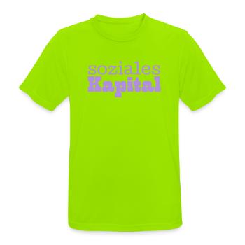 Soziales Kapital lila - Männer T-Shirt atmungsaktiv - Neongrün - Vorne - AI Model Male 185 dark (185cm)
