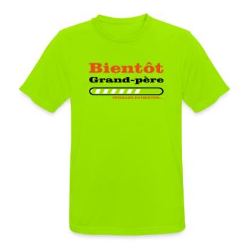 bientôt grand père  - T-shirt respirant Homme - vert néon - Devant - AI Model Male 185 dark (185cm)