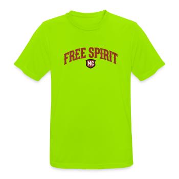 Free Spirit MC Lettering - Men's Breathable T-Shirt - neon green - Front - AI Model Male 185 dark (185cm)