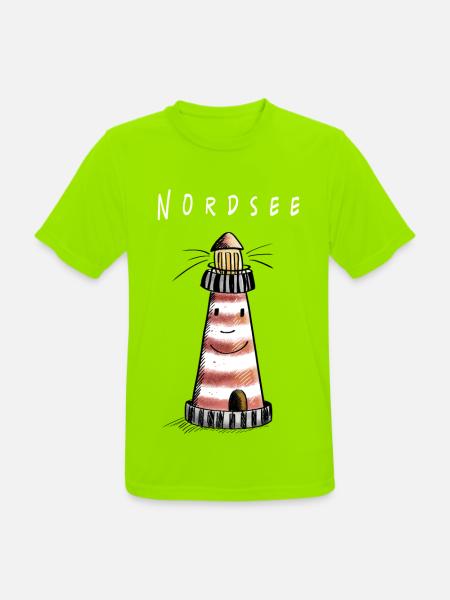 Lustiger Nordsee Leuchtturm Comic - Männer T-Shirt atmungsaktiv - Neongrün