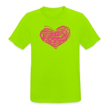 Kritzeln Herz Neonpink - Männer T-Shirt atmungsaktiv - Neongrün - Vorne - AI Model Male 185 dark (185cm)