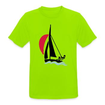 Youth sailing dinghy (420 470 505) sailboat - Men's Breathable T-Shirt - neon green - Front - AI Model Male 185 dark (185cm)