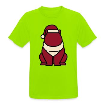 Capybara Weihnachten Icon - Männer T-Shirt atmungsaktiv - Neongrün - Vorne - AI Model Male 185 dark (185cm)
